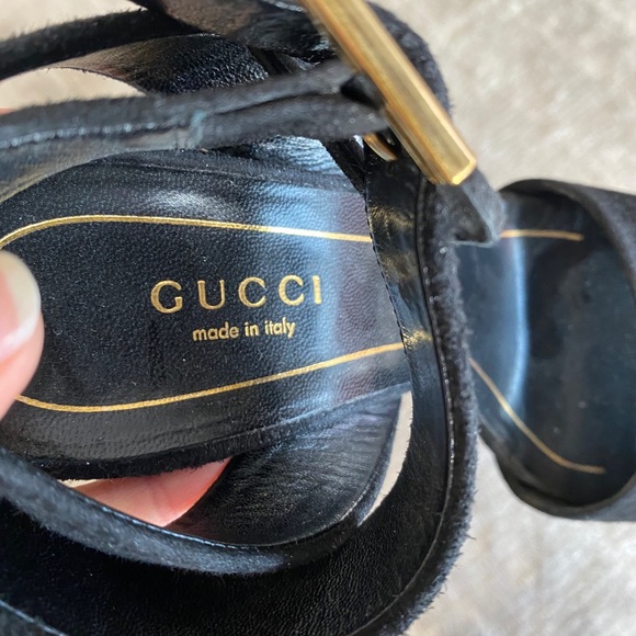 Black and Gold Gucci Studded Heels - Picture 12 of 13